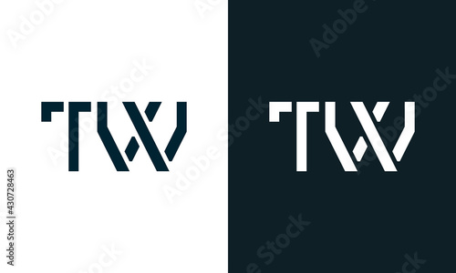 Creative minimal abstract letter TW logo.