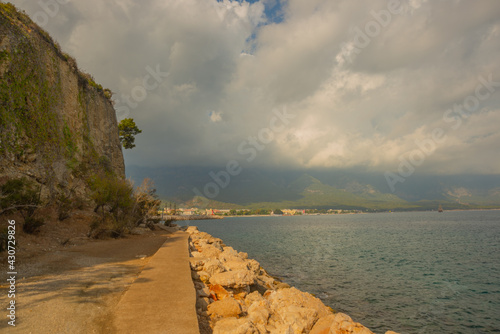 KEMER, TURKEY: Landscape with a view of the road on the embankment in the territory of Yoruk Park photo