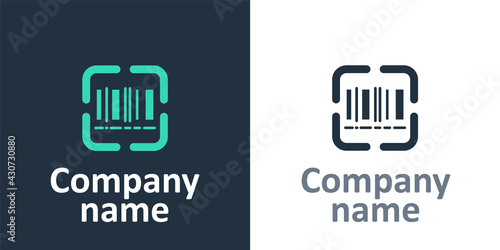 Logotype Scanner scanning bar code icon isolated on white background. Barcode label sticker. Identification for delivery with bars. Logo design template element. Vector