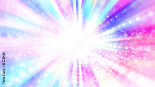 虹色の放射状の光。アブストラクト背景素材
