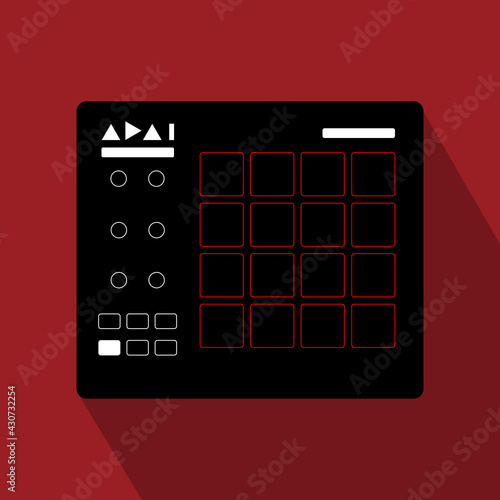 Synthesizer flat square icon with long shadows. photo