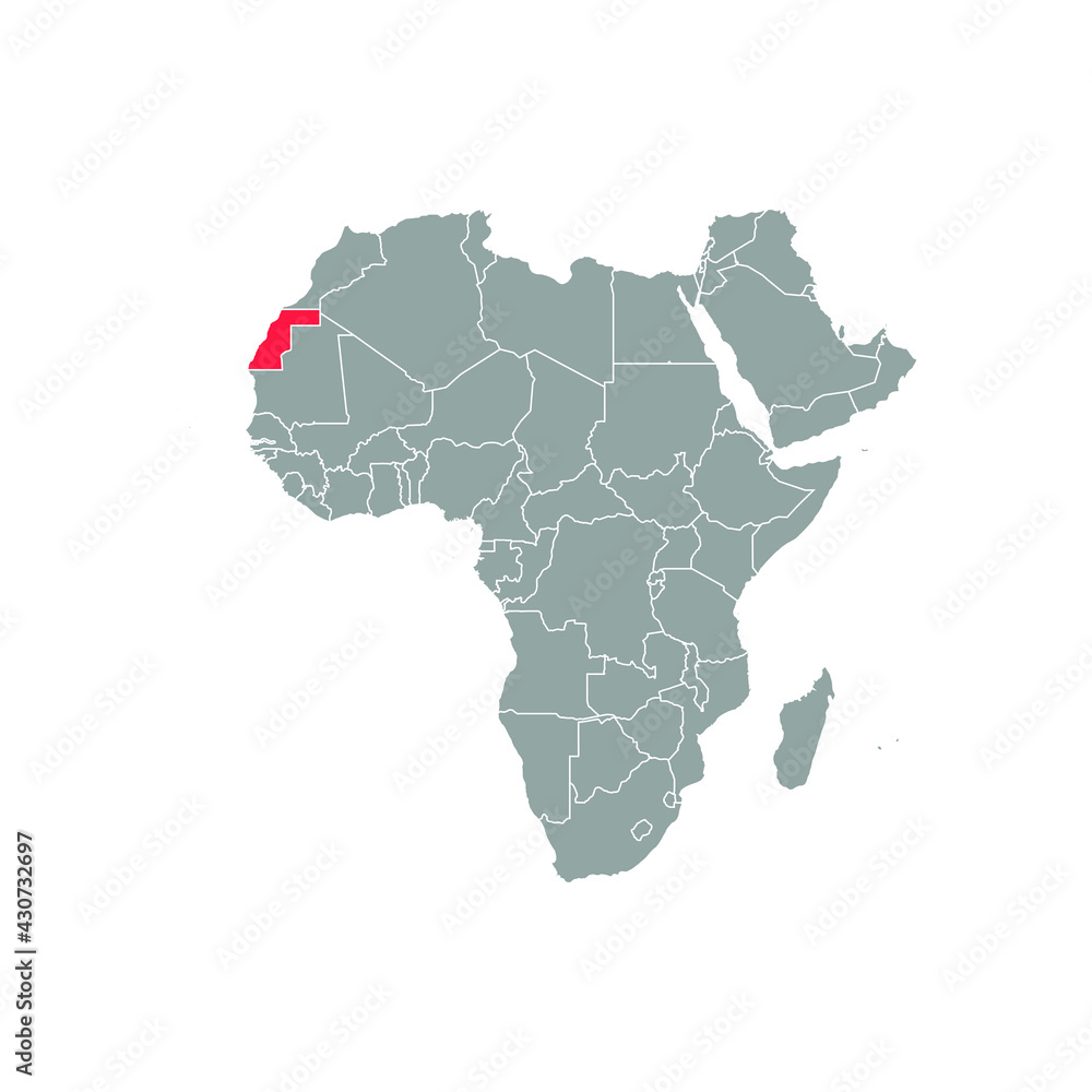 western sahara Highlighted on africa Map Eps 10
