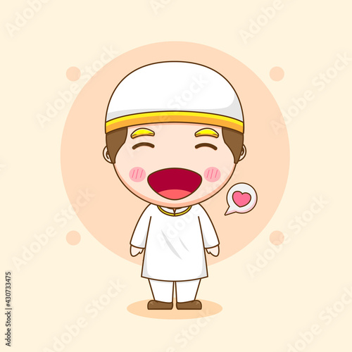 Cute Moslem boy cartoon character illustration