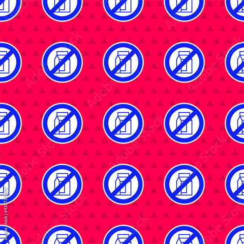 Blue No pack of milk icon isolated Blue background. Not allow milk. Allergy concept, lactose intolerance allergy warning sign. Vector