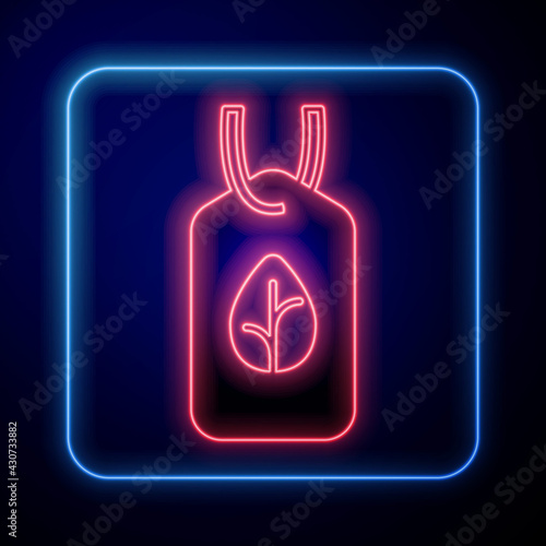 Glowing neon Vegan food diet icon isolated Glowing neon background. Organic, bio, eco symbol. Vegan, no meat, lactose free, healthy, fresh and nonviolent food. Vector