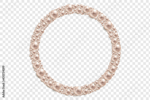 Pearl round frame. Vector mockup