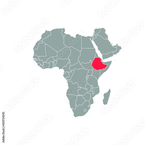 ethiopia  Highlighted on africa Map Eps 10