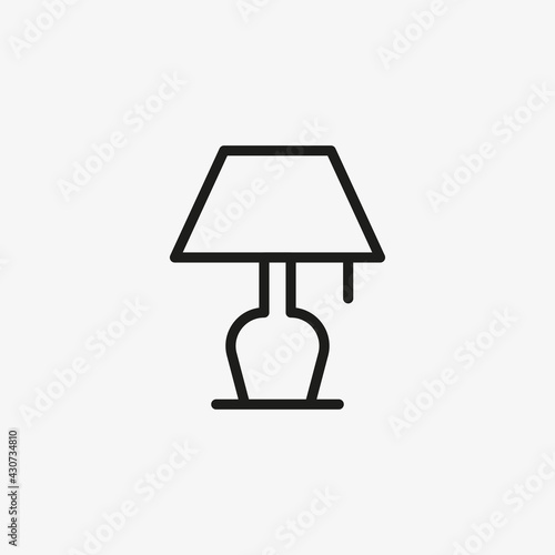 Bedside lamp icon. Bedroom light, table lamp symbol.