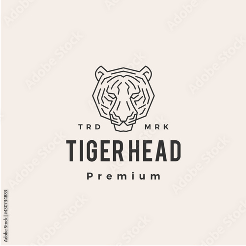 tiger head hipster vintage logo vector icon illustration