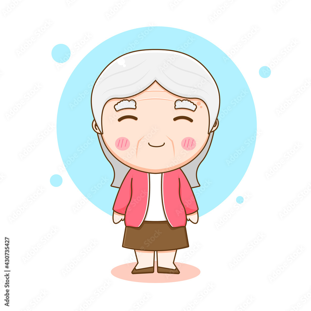 Fototapeta premium Cute grandmother or grandma cartoon character illustration