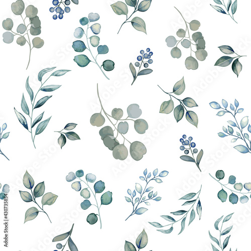 Vector pattern seamless with  leaves and herbals. Vector pattern seamless.