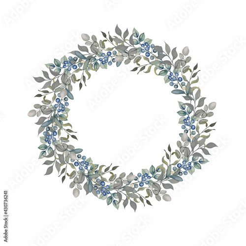  Vector wreath
 with herbals and leaves. 