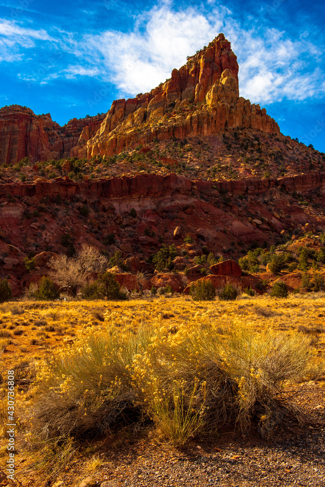 Red rock formations in Capital Reef national park 