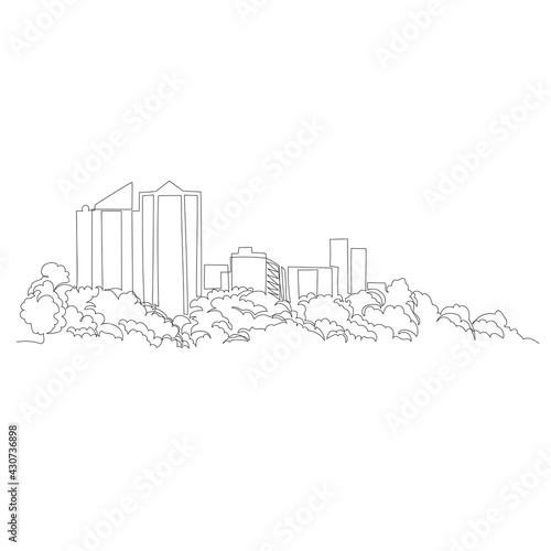 urban landscape. vector image. graphic drawing of the city. one continuous line. one line