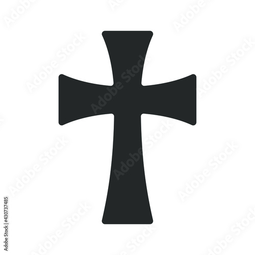 Cross vector shape symbol. Christianity sign. Christian religion icon. Catholic and protestant faith logo or image. Teutonic crusader label. Gothic crusade crucifix.
