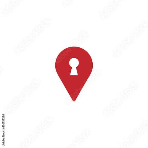 keyhole and location icon. GPS pointer. Map pin. Navigation marker and key
