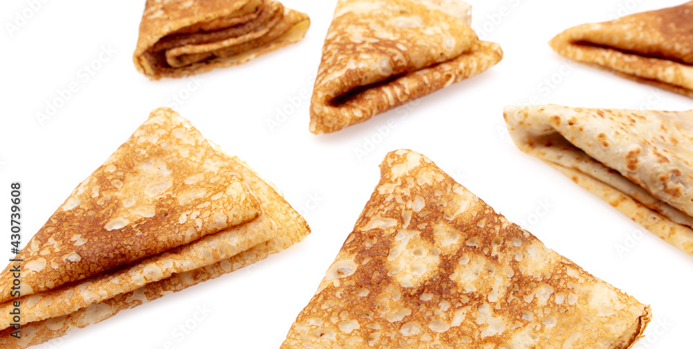 Pancakes made from dough isolated on a white Pancakes made from dough isolated on a white