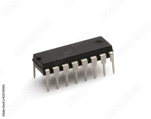 Black microchip isolated on white background.
