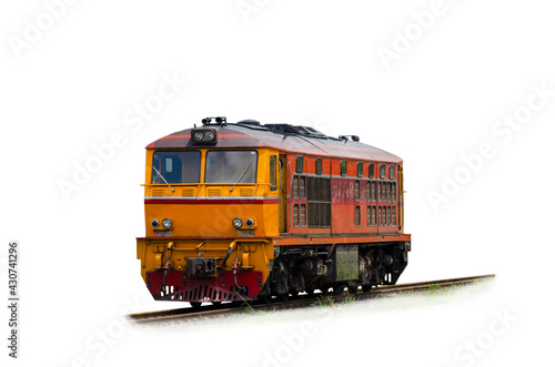Diesel electric locomotive isolated on white background with clipping path.