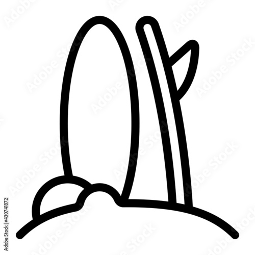 Surfboard icon with outline style and pixel perfect base. Suitable for website design, logo, app and UI. Based on the size of the icon in general, so it can be reduced.