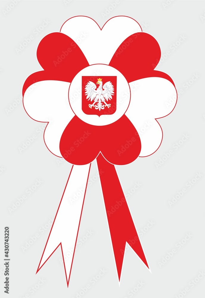 Fototapeta red and white composition with an eagle's head in the center 
