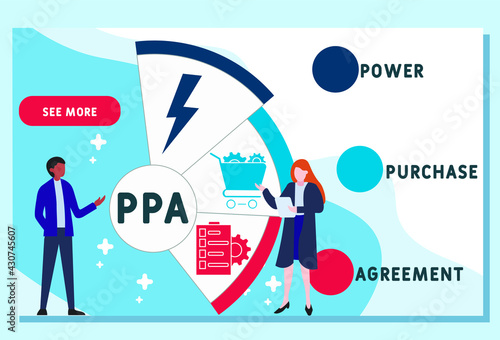 Vector website design template . PPA - Power Purchase Agreement. business concept. illustration for website banner, marketing materials, business presentation, online advertising.