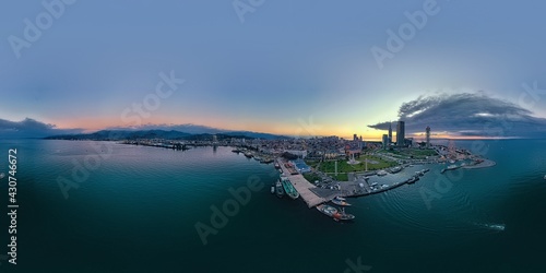 Batumi, Georgia - April 28, 2021: Aero view of the night city © Dmitrii