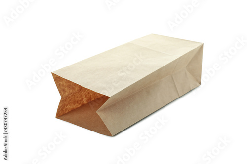 Blank paper bag isolated on white background