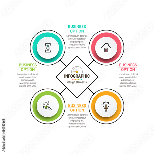 Vector Business infographics. Financial analysis data graphs and diagram, marketing statistic workflow modern business presentation elements vector investment progress icon.