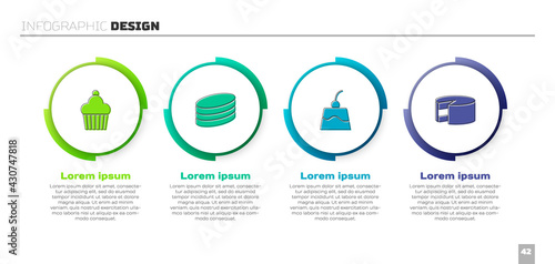 Set Cake, Brownie chocolate cake, Pudding custard and . Business infographic template. Vector