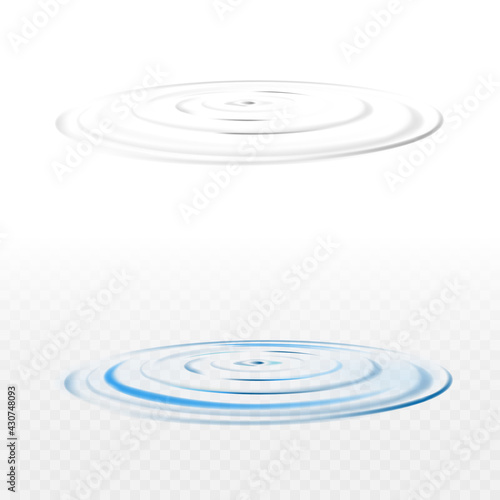 Transparent ripples in water, isolated.