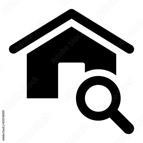 Search House Glyph Icon Vector