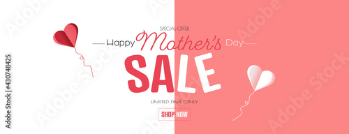 Happy Mother's Day sale banner. Modern minimal design for Sales. Flat vector illustration.