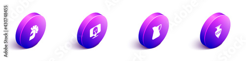 Set Isometric Greek helmet, , Bottle of olive oil and Ancient amphorae icon. Vector
