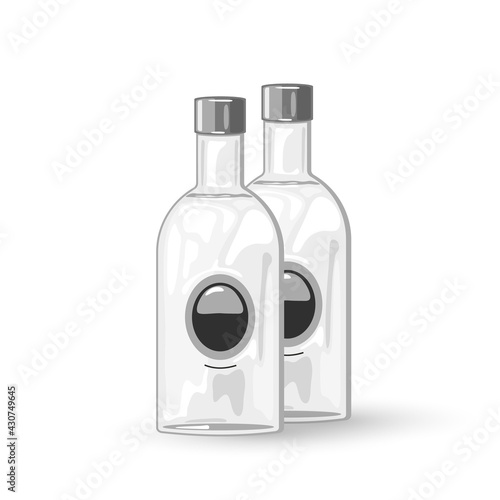 Cartoon lets drink, strong russian beverage, component for cocktails. Vector alcoholic drink for night clubs, bars and pubs. Booze and alcohol concept isolated on white background