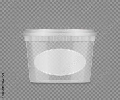 Transparent jar mockup with label for cheese, ice cream, mayonnaise, yogurt