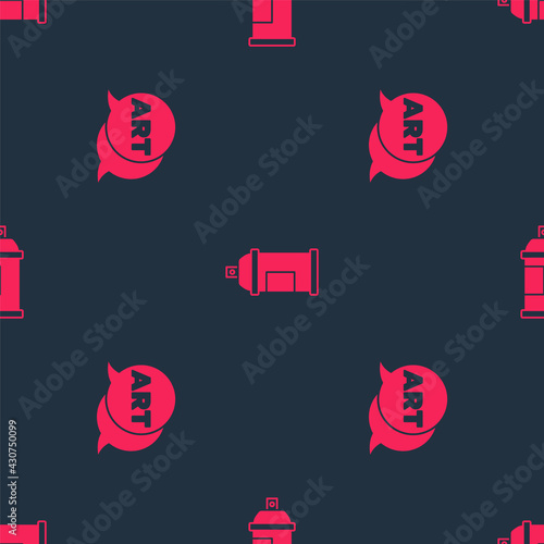 Set Speech bubble with text art and Paint spray can on seamless pattern. Vector