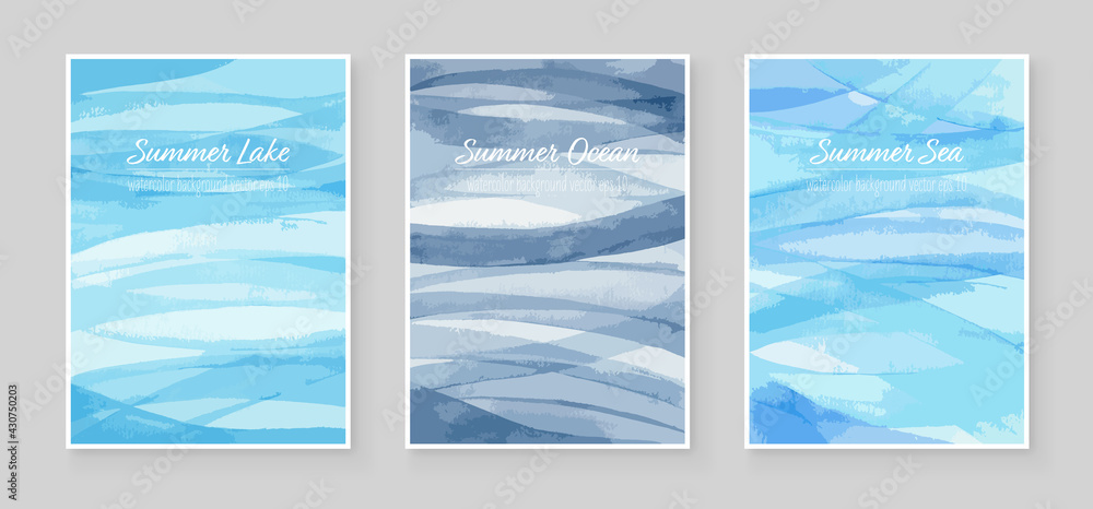 Watercolor Sea Ocean Lake Set Backgrounds