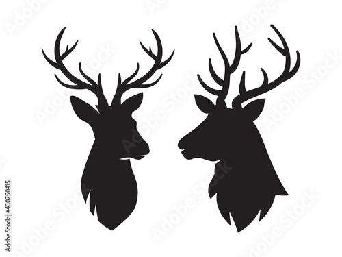 Deer head isolated icons, Deer head silhouette. Vector illustration
