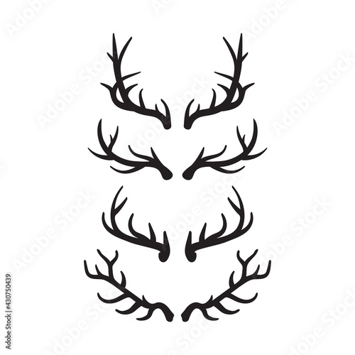Deer antlers silhouettes set. Vector illustration isolated