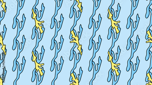 Hand drawn pattern. laminaria and sea life motiv. 