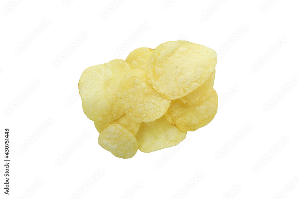 Group of potato chips isolated on white background Group of potato chips isolated on white background