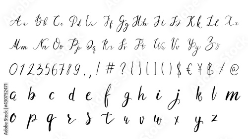 Hand lettering alphabet design, handwritten brush script modern calligraphy ,isolated on white background , Vector illustration EPS 10