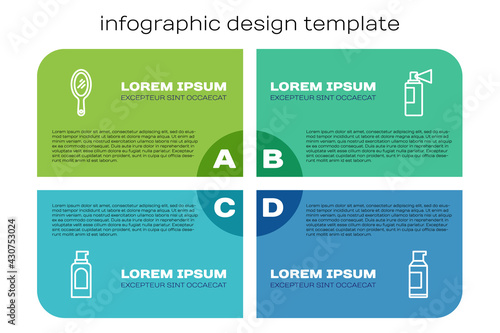 Set line Spray can for hairspray, Hand mirror, and Perfume. Business infographic template. Vector