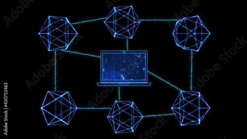 Transaction Validation Into Blockchain System With Alpha Channel, 4K Resolution, It can be used in business reports, Documentary videos and tv shows, etc. photo