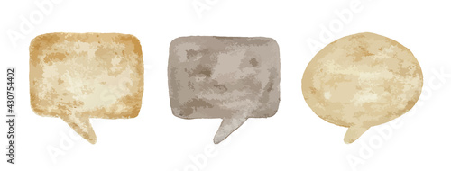 Watercolor Speech Bubbles Isolated Over White Background