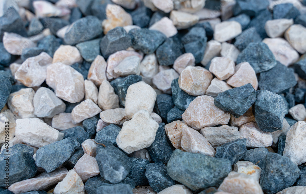 Crushed decorative garden pebbles with the mix of blue and gray. Crushed decorative garden pebbles with the mix of blue and gray.