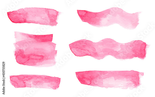 Watercolor Pink Brush Stroke Set Isolated