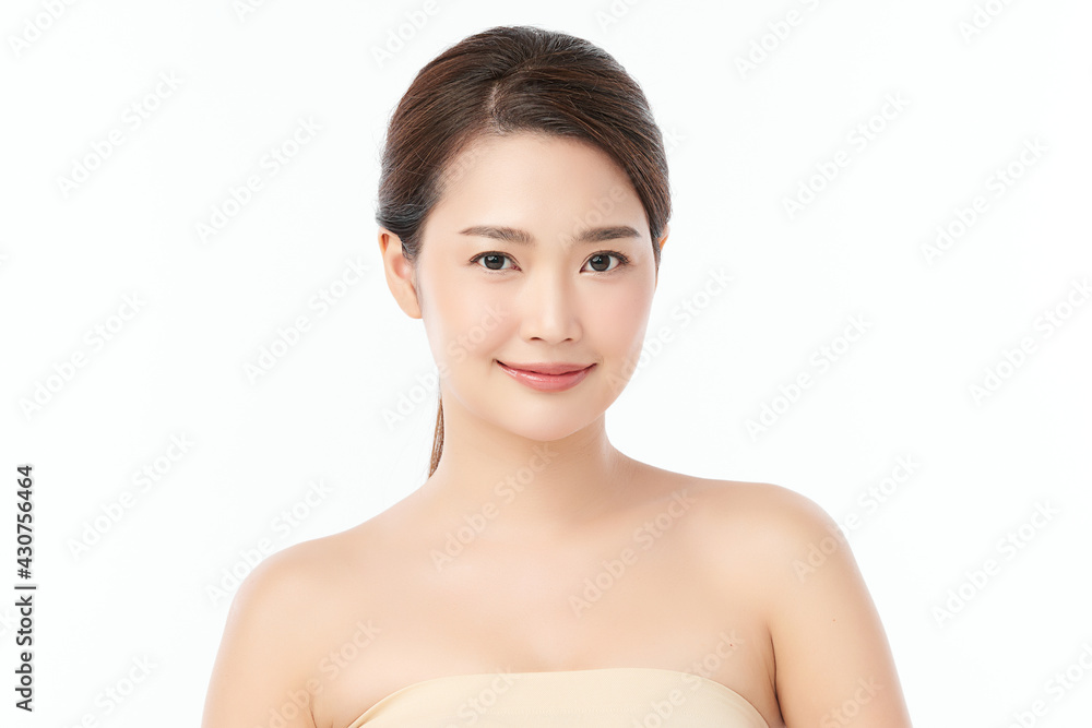 Beautiful young asian woman with clean fresh skin on white background, Face care, Facial treatment, Cosmetology, beauty and spa, Asian women portrait Beautiful young asian woman with clean fresh skin on white background, Face care, Facial treatment, Cosmetology, beauty and spa, Asian women portrait