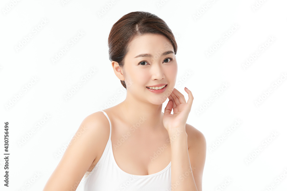 Beautiful young asian woman with clean fresh skin on white background, Face care, Facial treatment, Cosmetology, beauty and spa, Asian women portrait Beautiful young asian woman with clean fresh skin on white background, Face care, Facial treatment, Cosmetology, beauty and spa, Asian women portrait